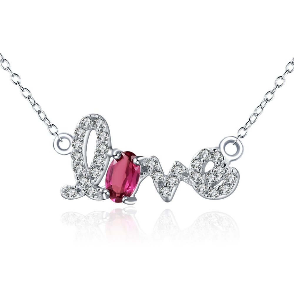 Natural Rhodolite Garnet Love Necklace.